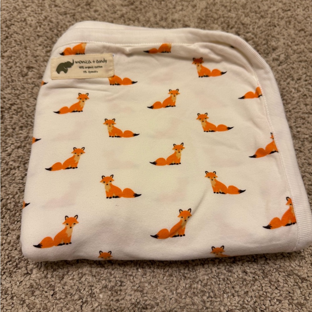 Orange Fox Print Baby Blanket